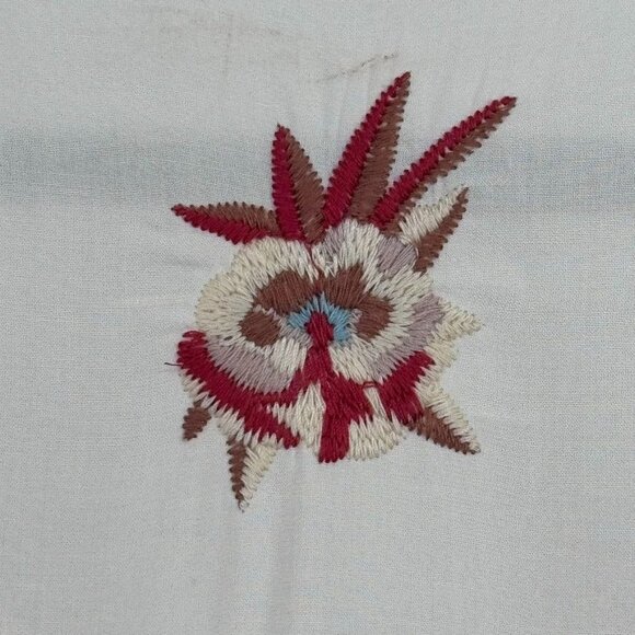 Solitaire Womens Embroidered V-Neck Tunic Top  Rayon Size Large ivory 3/4 sleeve - Picture 11 of 12